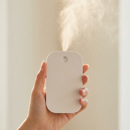LumiCell handheld device emitting fine mist in hand