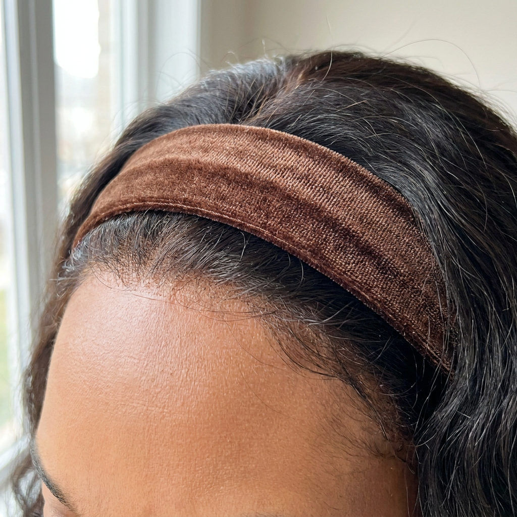 Velvet grip band hugging the hairline