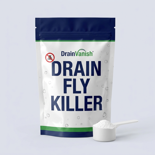 DrainVanish Drain Fly Killer pouch with measuring scoop